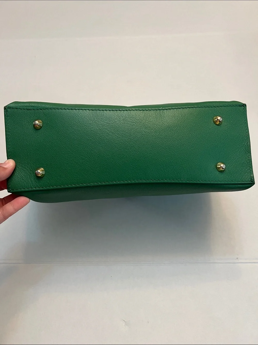 ANNA PAOLA EMERALD GREEN LEATHER BONNIE TOTE TOP HANDLE BAG GOLD HARDWARE
